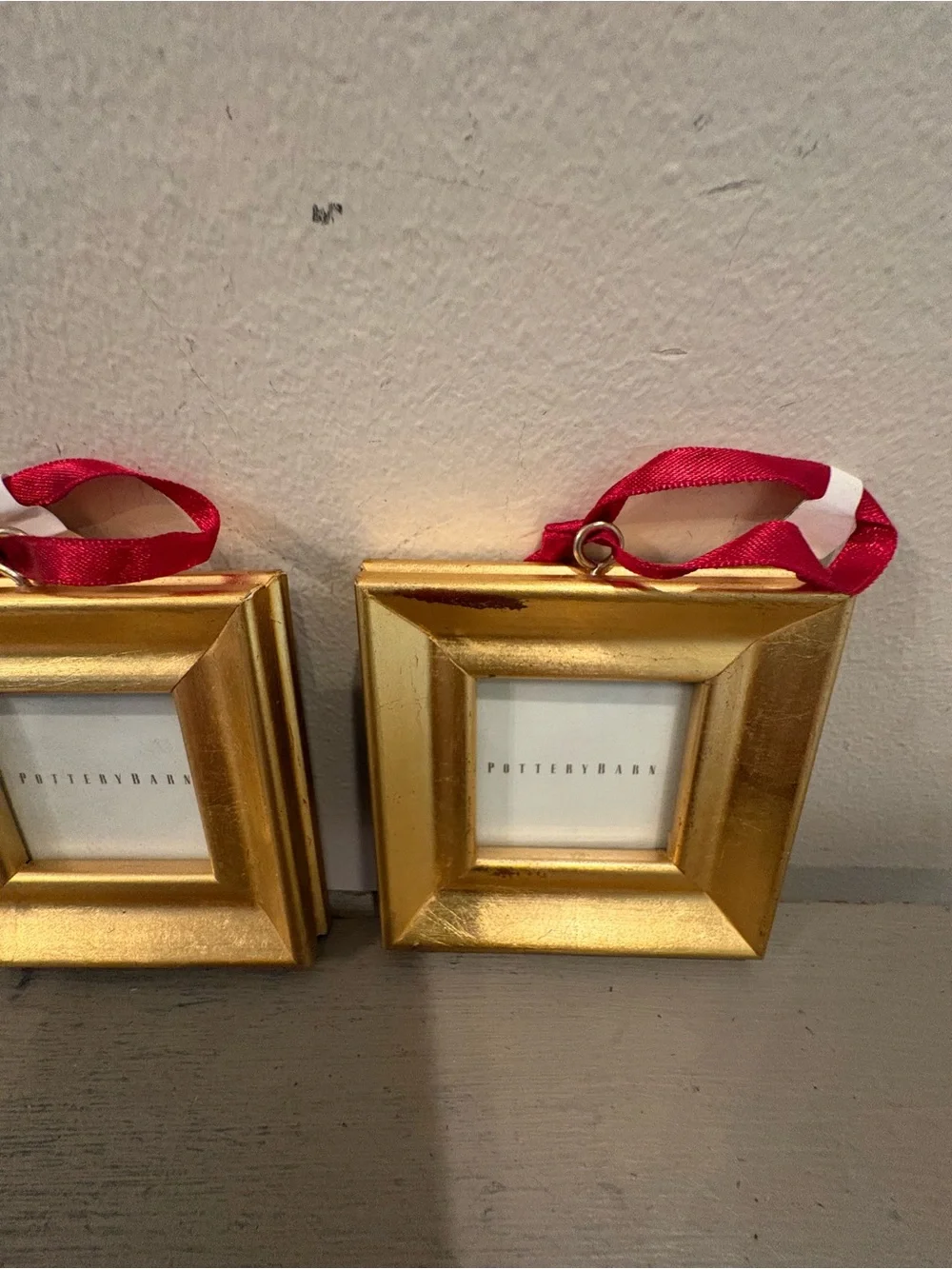 Three Small VTG Pottery Barn Square Gold Hanging Picture Frames